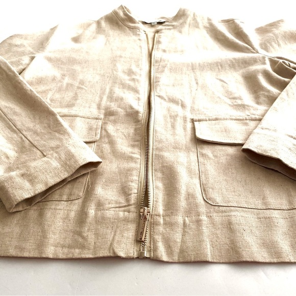 Calligraphie Beige Lightweight Jacket Blazer Full Zip Size Small Spring Neutral - Picture 7 of 13